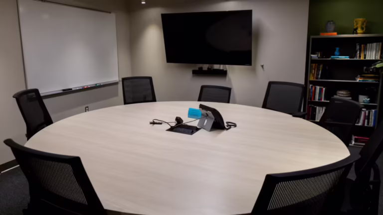 Empty round conference table