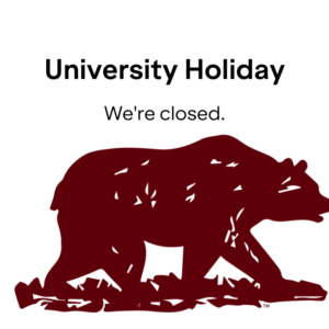 University Holiday. We're closed.