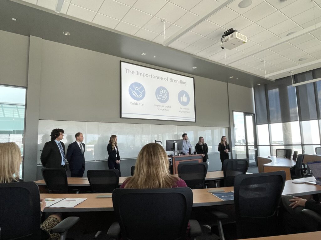 Students present report during course project.