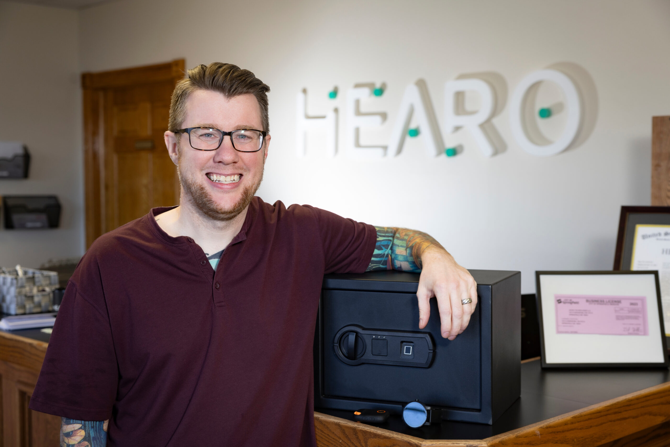 Myke Bates, CEO of HEARO, showcases new product in remote supports field.