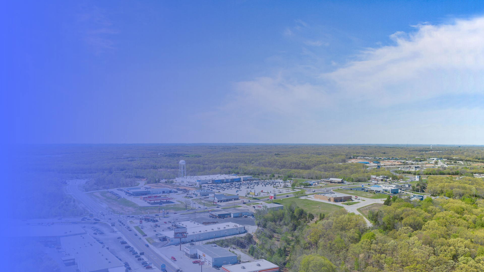 Aerial, scenic photo of Stone County, Missouri