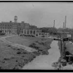 Jordan Creek at high water from Benton Avenue, 1932