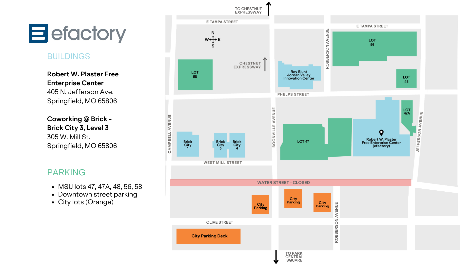 Water Street closed map