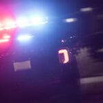 police lights and car in the dark