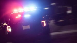 police lights and car in the dark