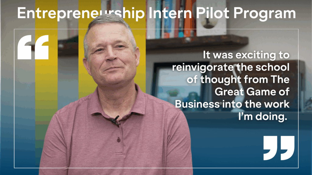 Man with quote about Entrepreneurship Intern Pilot Program