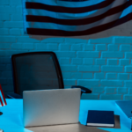 police desk with computer
