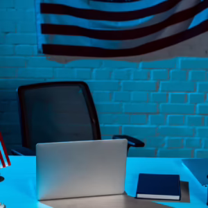 police desk with computer