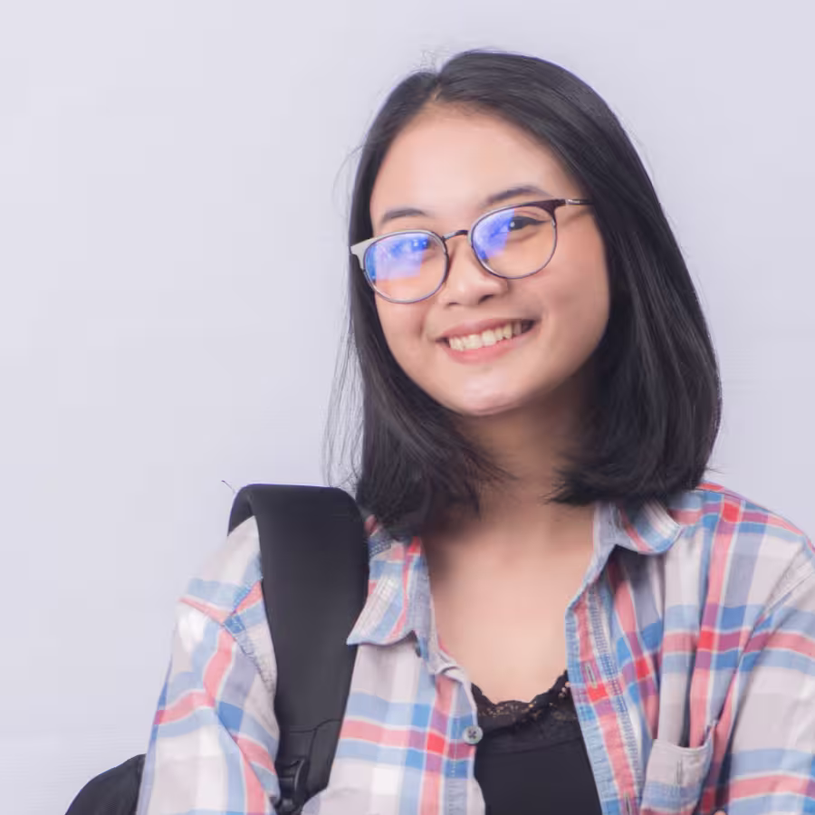 Smiling girl in plaid