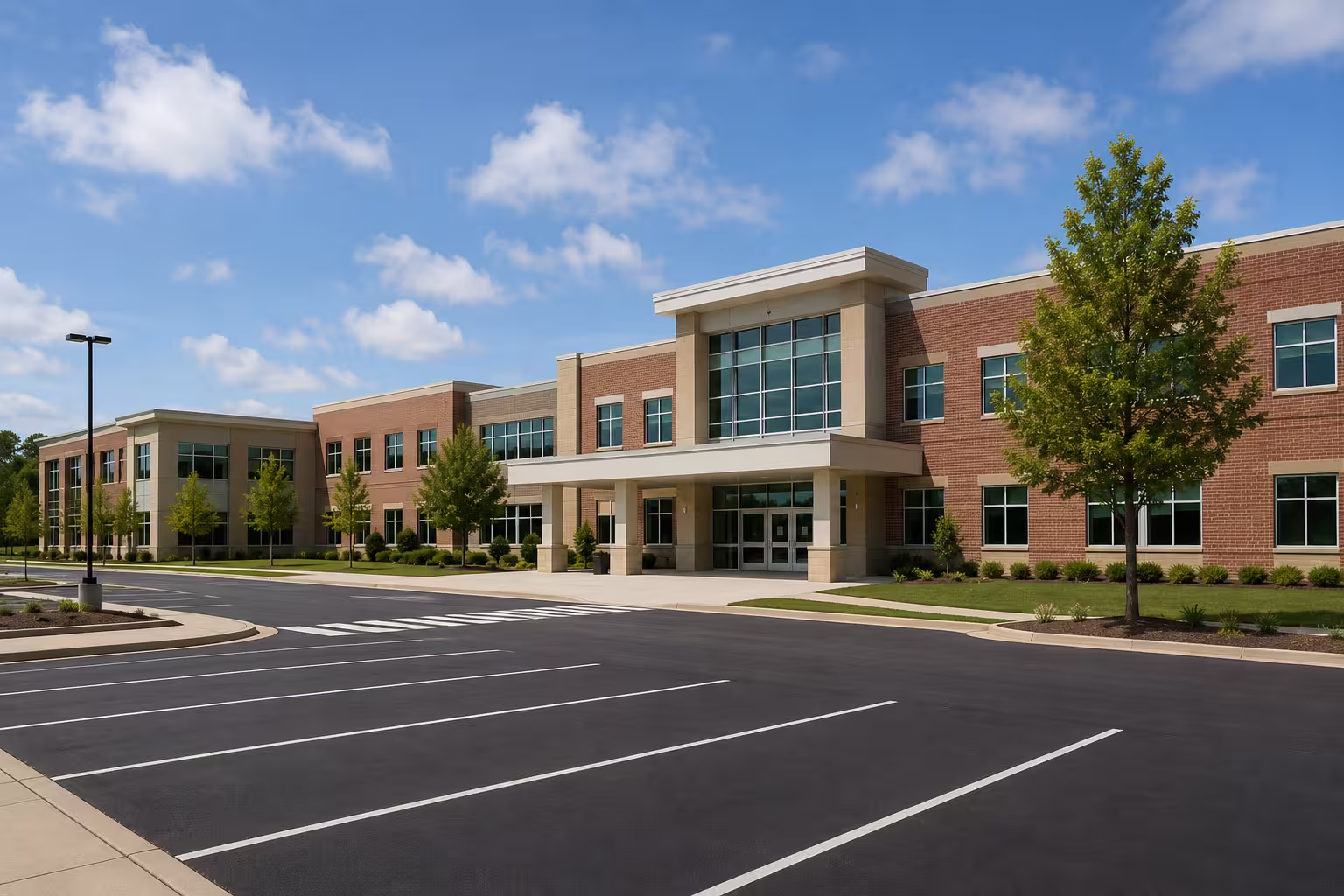 school building blue sky