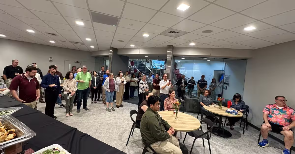 Crowd listens during remarks